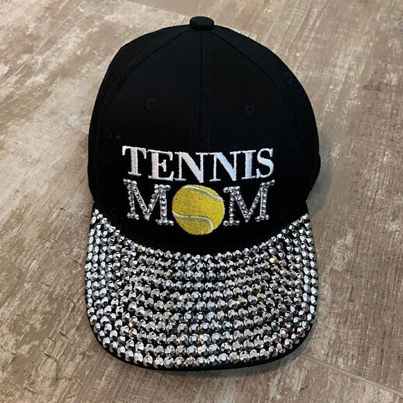 Tennis Mom Rhinestone Cap (black & white) - Picture 2 of 4